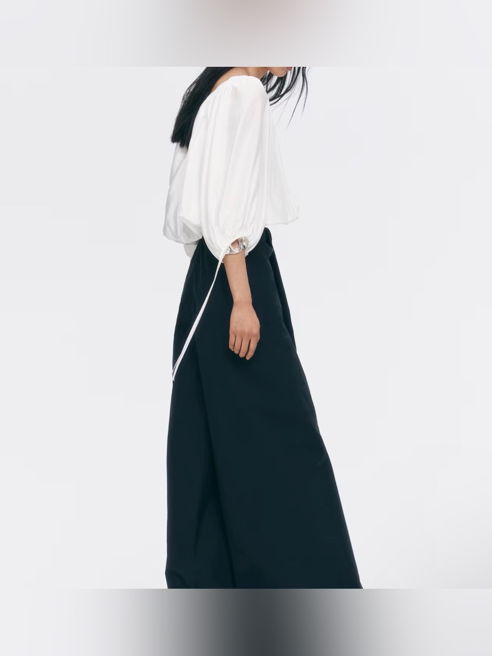 H&M OVERSIZED TIE-DETAIL BLOUSE - SIZE M - Picture 4 of 12